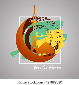 Vector illustration on the theme of a happy Ramadan Mubarak