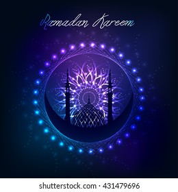 Vector illustration on the theme of a happy Ramadan Mubarak,