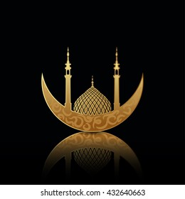 Vector illustration on the theme of a happy Ramadan Mubarak,