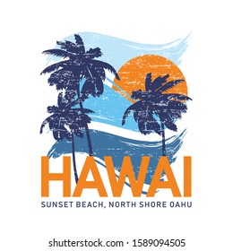 Vector illustration on the theme of hawaii.  typography, design t-shirt and print