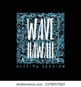 Ilustración vectorial sobre el tema de la playa de Hawaii. gráficos para camisetas, afiche, pancarta, volante, impresión y postal
