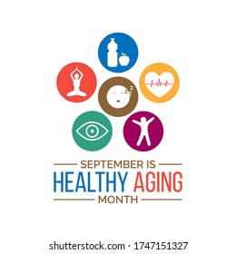 Vector Illustration On The Theme Of Healthy Aging Month Observed Each Year During September.