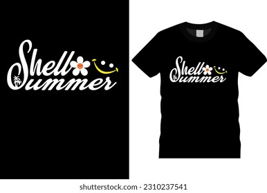 Vector illustration on the theme of HELLO SUMMER beach in sea beach surfing vector summer t shirt.Vintage Summer Tshirt design, summer-typography t-shirt design, summer-vacation,summer-tree tshirt des