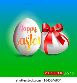 Ilustración vectorial sobre el tema de la fiesta de Pascua, tarjeta de Pascua con un huevo. EPS 10.