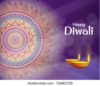 Vector Illustration on the theme of the holiday diwali. Deepavali light and fire festival.  Vector background of ornament.
