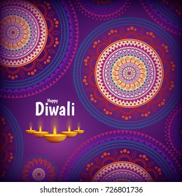 Vector Illustration on the theme of the holiday diwali. Deepavali light and fire festival.  Vector background of ornament.
