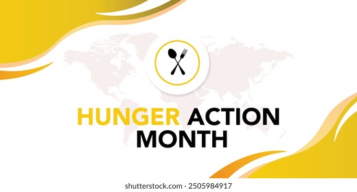 Vector illustration on the theme of Hunger action month observed each year during September. Hunger Action Month. plate, fork and spoon. Great for cards, banners, posters, social media and more