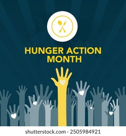 Vector illustration on the theme of Hunger action month observed each year during September. Hunger Action Month. plate, fork and spoon. Great for cards, banners, posters, social media and more