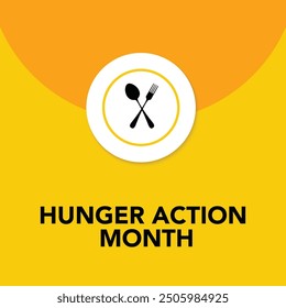 Vector illustration on the theme of Hunger action month observed each year during September. Hunger Action Month. plate, fork and spoon. Great for cards, banners, posters, social media and more