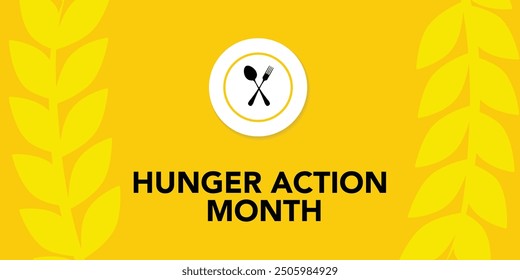 Vector illustration on the theme of Hunger action month observed each year during September. Hunger Action Month. plate, fork and spoon. Great for cards, banners, posters, social media and more