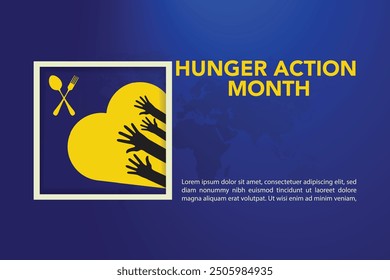 Vector illustration on the theme of Hunger action month observed each year during September. Hunger Action Month. plate, fork and spoon. Great for cards, banners, posters, social media and more