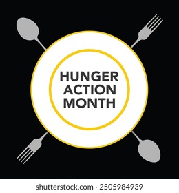 Vector illustration on the theme of Hunger action month observed each year during September. Hunger Action Month. plate, fork and spoon. Great for cards, banners, posters, social media and more