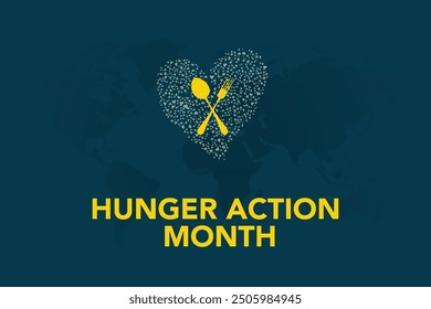 Vektorgrafik zum Thema Hunger-Aktionsmonat, der jedes Jahr im September beobachtet wird. Monat der Hungeraktion. Teller, Gabel und Löffel. Ideal für Karten, Banner, Poster, soziale Medien und mehr