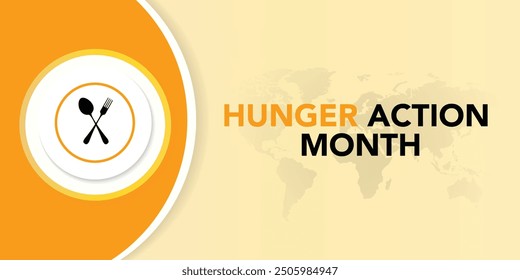 Vector illustration on the theme of Hunger action month observed each year during September. Hunger Action Month. plate, fork and spoon. Great for cards, banners, posters, social media and more