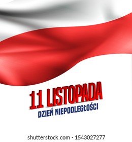 Vector Illustration on the theme Independence Day of Poland. Translate Text in Polish: Independence Day. November 11th