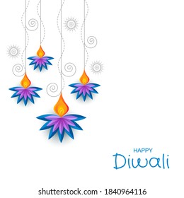 Vector illustration on the theme of Indian festival poster or greeting card for Diwali.