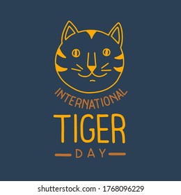 Vector illustration on the theme of International Tiger Day on July 29. Decorated with a handwritten inscription JULY and doodle tiger.
