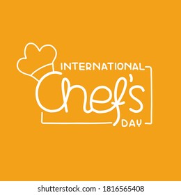 Ilustración vectorial sobre el tema del Día Internacional del Chef el 20 de octubre. Decorada con letras y sombrero de chef.