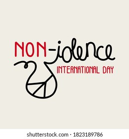 Vector illustration on the theme of International Day of Non-Violence on October 2. Decorated with a lettering and a symbol of peace.