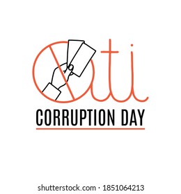 Vector illustration on the theme of International Anti-Corruption Day on December 9. Decorated with a handwritten inscription and Anti-Corruption icon.