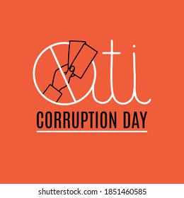 Vector illustration on the theme of International Anti-Corruption Day on December 9. Decorated with a handwritten inscription and Anti-Corruption icon.