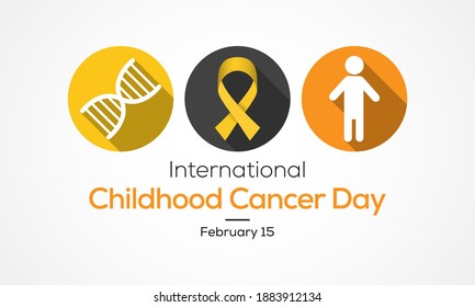 Ilustración vectorial sobre el tema del Día Internacional del Cáncer Infantil (ICCD) que se celebra cada año el 15 de febrero en todo el mundo.