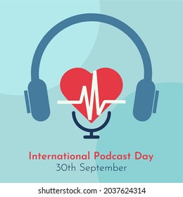 Vektorgrafik zum Thema Internationaler Podcast-Tag am 30. September. Geeignet für Grußkartenposter und Banner.