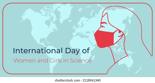 Vector Illustration On The Theme Of International Day Of Women And Girls In Science. Suitable For Greeting Card Poster And Banner.