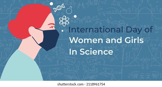 Vector Illustration On The Theme Of International Day Of Women And Girls In Science. Suitable For Greeting Card Poster And Banner.