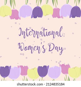 ilustración vectorial sobre el tema del Día Internacional de la Mujer. tulipanes y salpicaduras representadas