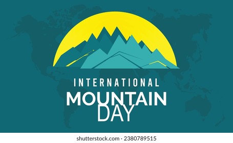 Ilustración vectorial sobre el tema del Día Internacional de las Montañas que se celebra cada año durante diciembre. Banner, vacaciones, afiche, tarjeta y diseño de fondo.