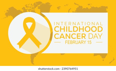 Ilustración vectorial sobre el tema del Día Internacional del Cáncer Infantil que se observa cada año durante el 15 de febrero. Banner, Holiday, afiche, tarjeta y diseño de fondo.