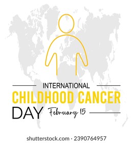 Ilustración vectorial sobre el tema del Día Internacional del Cáncer Infantil que se observa cada año durante el 15 de febrero. Banner, Holiday, afiche, tarjeta y diseño de fondo.