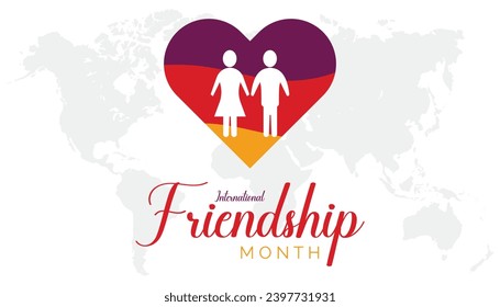 Vector illustration on the theme of International Friendship Month observed each year during February.banner, Holiday, poster, card and background design.