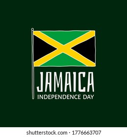 Vector illustration on the theme of Jamaica Independence Day on August 6. Decorated with a Jamaica flag.