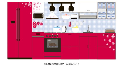 vector illustration on the theme of the kitchen