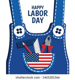 Vector Illustration on the theme Labor Day. For a poster and banner. Work clothes with tools.
