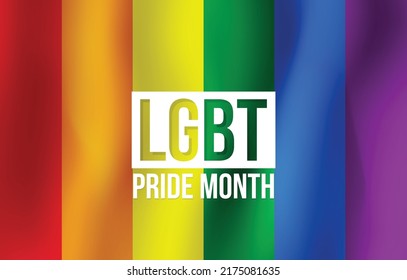 Ilustración vectorial sobre el tema del mes del orgullo LGBTQ que se observa cada año durante febrero. LGBT escrito en la bandera arcoiris.