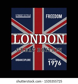 Vector illustration on the theme of LONDON. Typography, t-shirt graphics, poster, print, banner, flyer, postcard - Vector