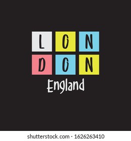 Vector illustration on the theme of London, England. Typography, t-shirt graphics, print, poster, banner, flyer, postcard