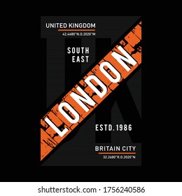 Vector illustration on the theme of London. British. Typography, t-shirt graphics, poster, banner, flyer, postcard