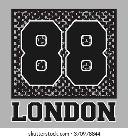 Vector illustration on the theme of London. Sport typography. Grunge background. T-shirt graphics, poster, banner, flyer, postcard