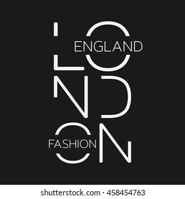 Vector illustration on the theme of London, England. Typography, t-shirt graphics, poster, print, banner, flyer, postcard