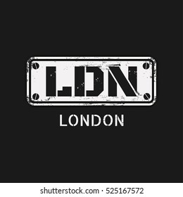 Vector illustration on the theme of London. The stencil design. Grunge background.  Typography, t-shirt graphics, print, poster, banner, flyer; postcard
