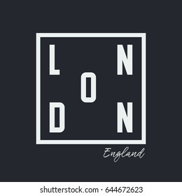 Vector illustration on the theme of London, England. Typography, t-shirt graphics, print, poster, banner, flyer, postcard