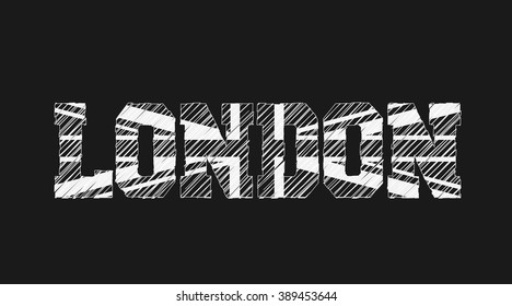 Vector illustration on the theme of London.British flag. Typography, t-shirt graphics, poster, banner, flyer, postcard