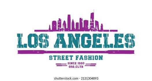 Vector illustration on the theme of Los Angeles.. Typography, t-shirt graphics, poster, print, banner, flyer, postcard