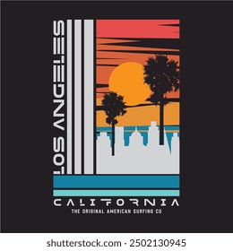 Ilustración vectorial sobre el tema de Los Ángeles, California. Tipografía del deporte, gráficos de la camiseta, impresión, cartel, Anuncio, volante, postal