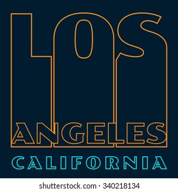 Vector illustration on the theme of Los Angeles, California. Typography, t-shirt graphics, poster, banner, flyer, postcard