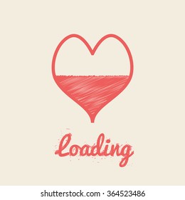 Vector illustration on the theme of love.  Heart shape with filling meter. Loading. The effect of ink splashes. Typography, t-shirt graphics, poster, banner, flyer, postcard